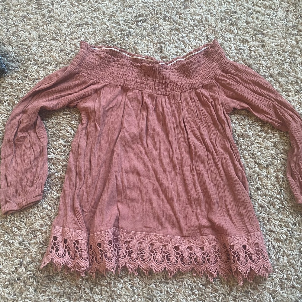 Rue21 Pink Smocked Ruffled Blouse